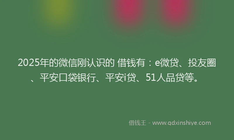 2025年的微信刚认识的 借钱有：e微贷、投友圈、平安口袋银行、平安i贷、51人品贷等。