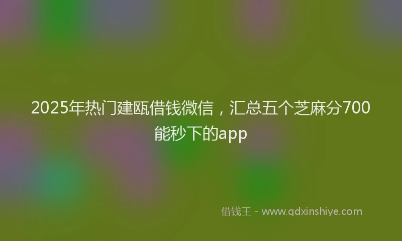2025年热门建瓯借钱微信，汇总五个芝麻分700能秒下的app