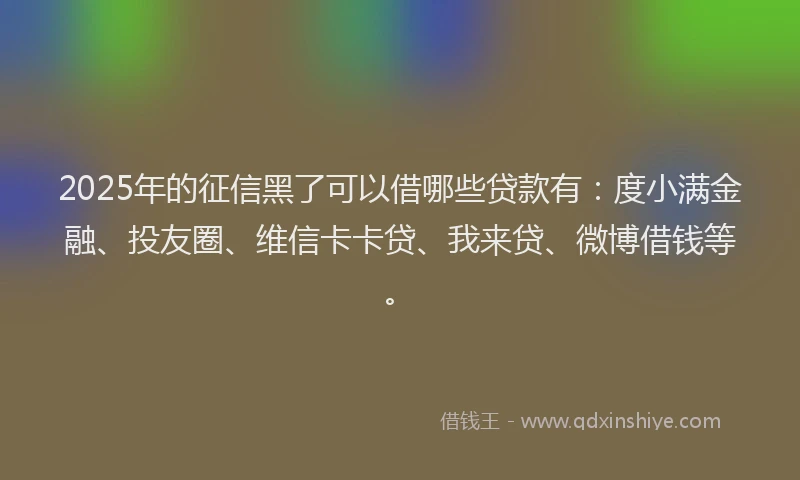 2025年的征信黑了可以借哪些贷款有：度小满金融、投友圈、维信卡卡贷、我来贷、微博借钱等。