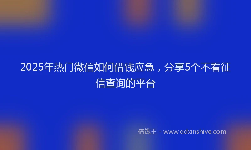 2025年热门微信如何借钱应急，分享5个不看征信查询的平台