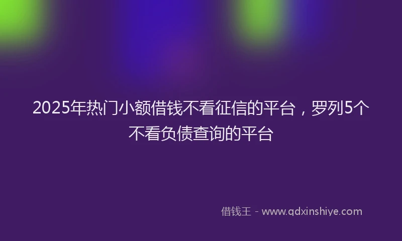 2025年热门小额借钱不看征信的平台，罗列5个不看负债查询的平台