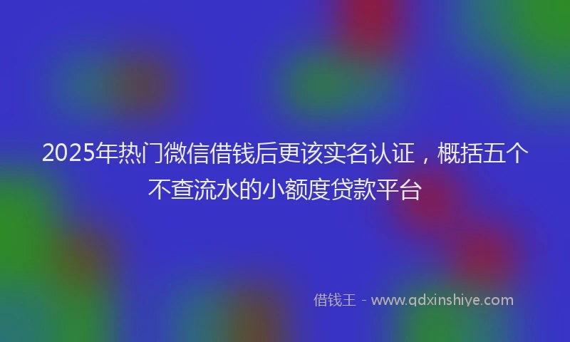 2025年热门微信借钱后更该实名认证，概括五个不查流水的小额度贷款平台