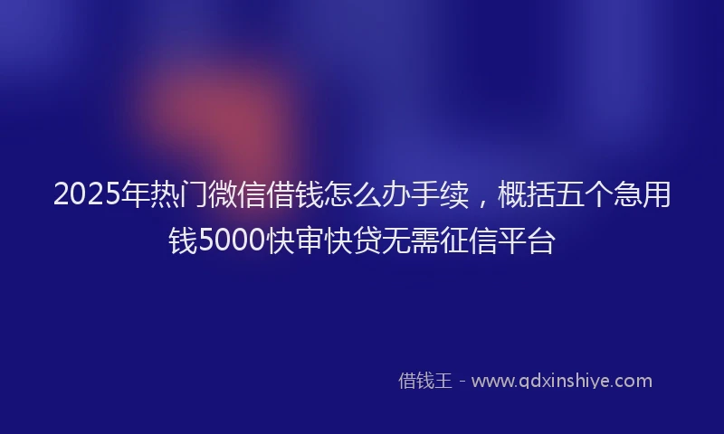 2025年热门微信借钱怎么办手续，概括五个急用钱5000快审快贷无需征信平台