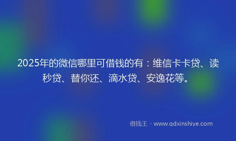 2025年的微信哪里可借钱的有：维信卡卡贷、读秒贷、替你还、滴水贷、安逸花等。