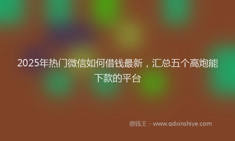 2025年热门微信如何借钱最新，汇总五个高炮能下款的平台