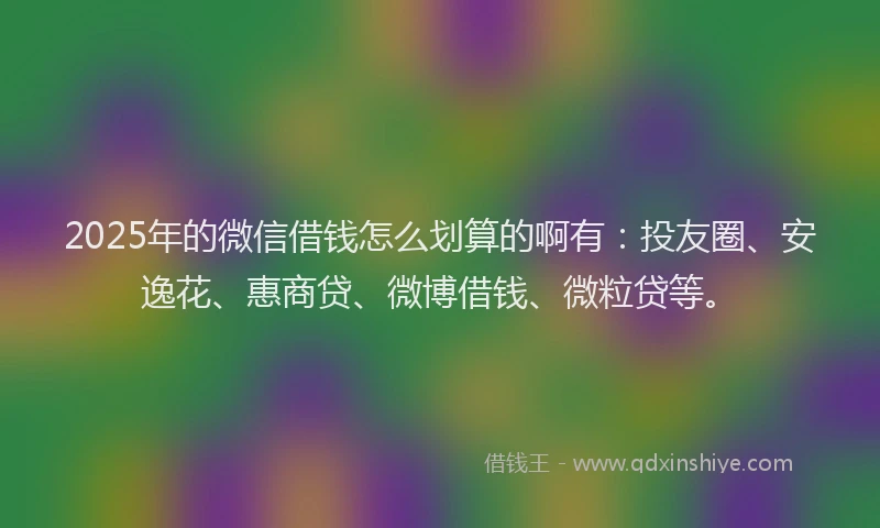 2025年的微信借钱怎么划算的啊有：投友圈、安逸花、惠商贷、微博借钱、微粒贷等。