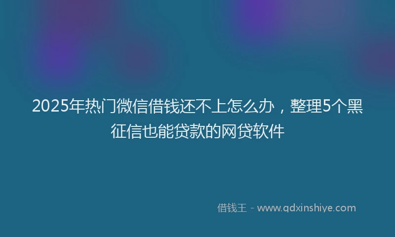 2025年热门微信借钱还不上怎么办，整理5个黑征信也能贷款的网贷软件