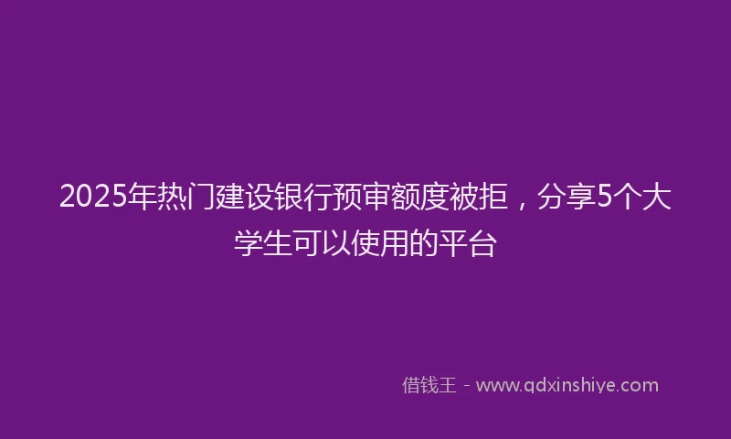 2025年热门建设银行预审额度被拒，分享5个大学生可以使用的平台