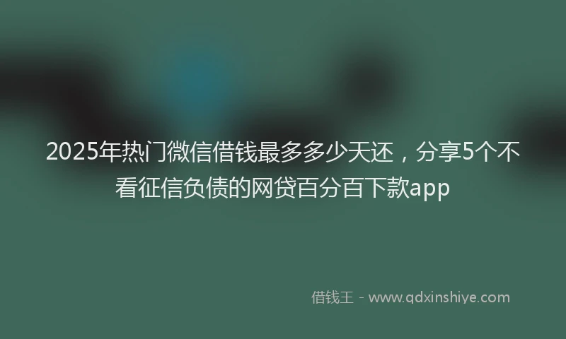 2025年热门微信借钱最多多少天还，分享5个不看征信负债的网贷百分百下款app