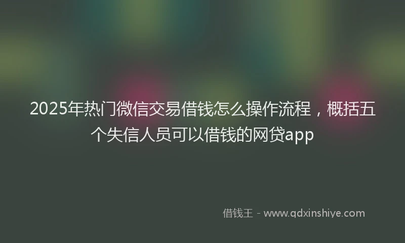 2025年热门微信交易借钱怎么操作流程，概括五个失信人员可以借钱的网贷app