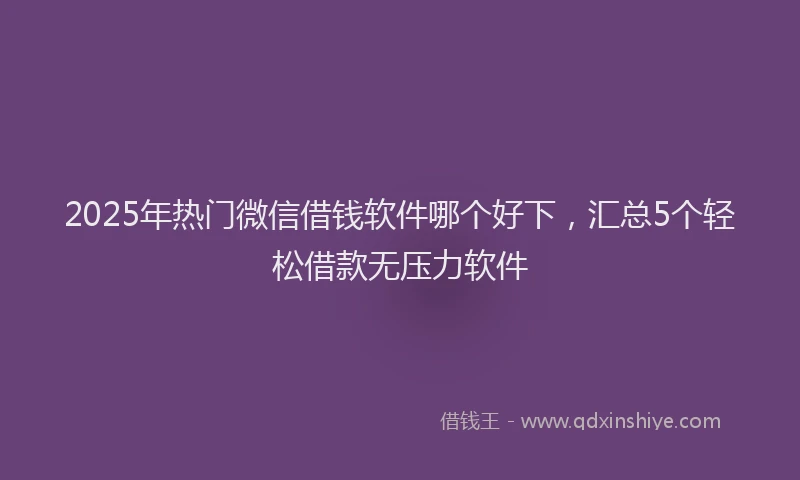 2025年热门微信借钱软件哪个好下，汇总5个轻松借款无压力软件