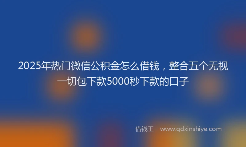 2025年热门微信公积金怎么借钱，整合五个无视一切包下款5000秒下款的口子