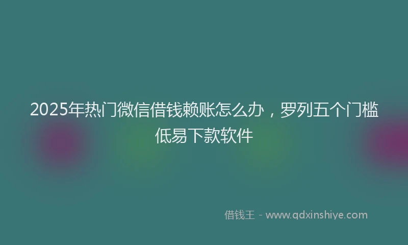 2025年热门微信借钱赖账怎么办，罗列五个门槛低易下款软件