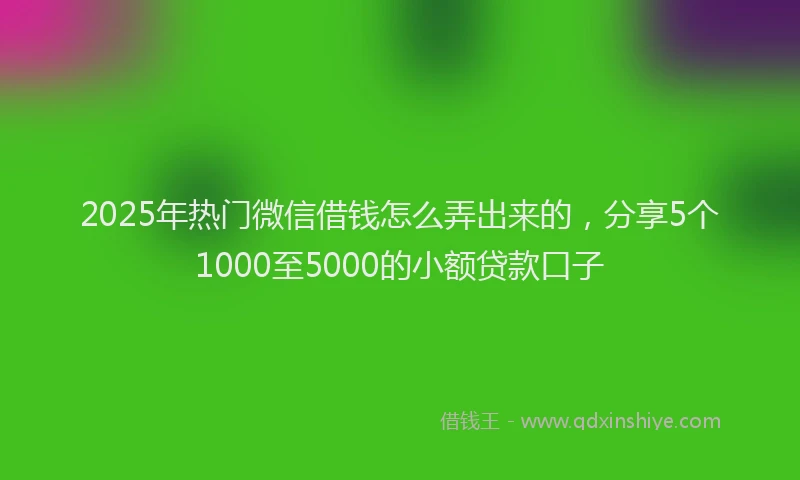 2025年热门微信借钱怎么弄出来的，分享5个1000至5000的小额贷款口子
