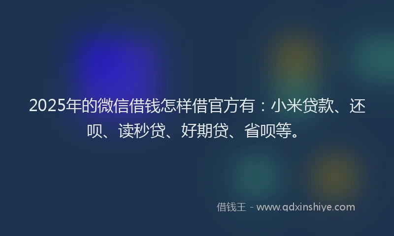 2025年的微信借钱怎样借官方有：小米贷款、还呗、读秒贷、好期贷、省呗等。