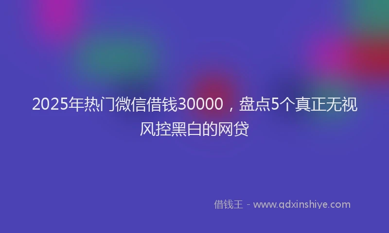 2025年热门微信借钱30000，盘点5个真正无视风控黑白的网贷
