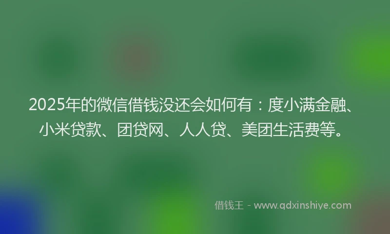 2025年的微信借钱没还会如何有：度小满金融、小米贷款、团贷网、人人贷、美团生活费等。