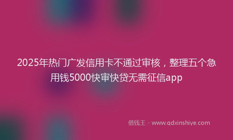 2025年热门广发信用卡不通过审核，整理五个急用钱5000快审快贷无需征信app