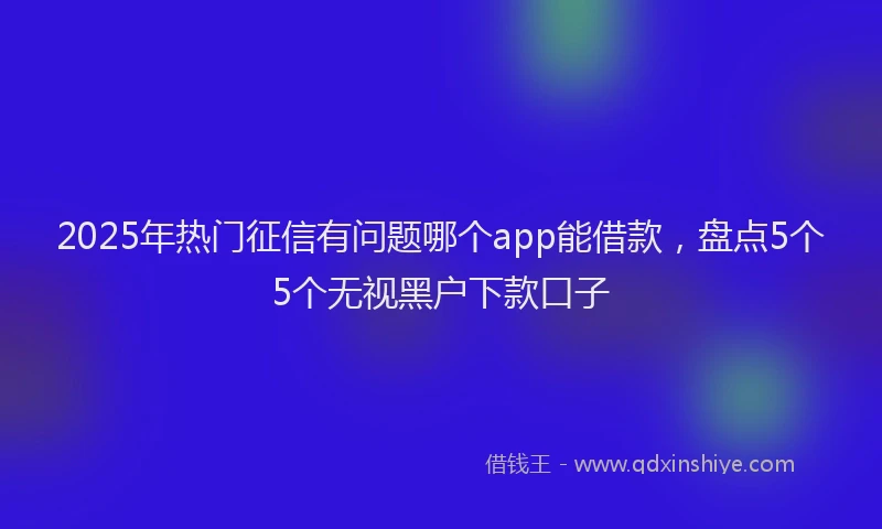 2025年热门征信有问题哪个app能借款，盘点5个5个无视黑户下款口子