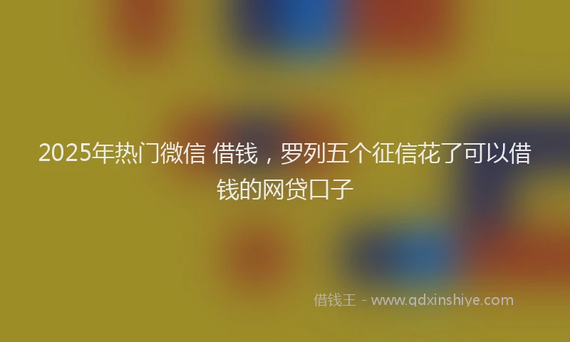 2025年热门微信 借钱，罗列五个征信花了可以借钱的网贷口子