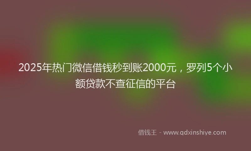2025年热门微信借钱秒到账2000元，罗列5个小额贷款不查征信的平台
