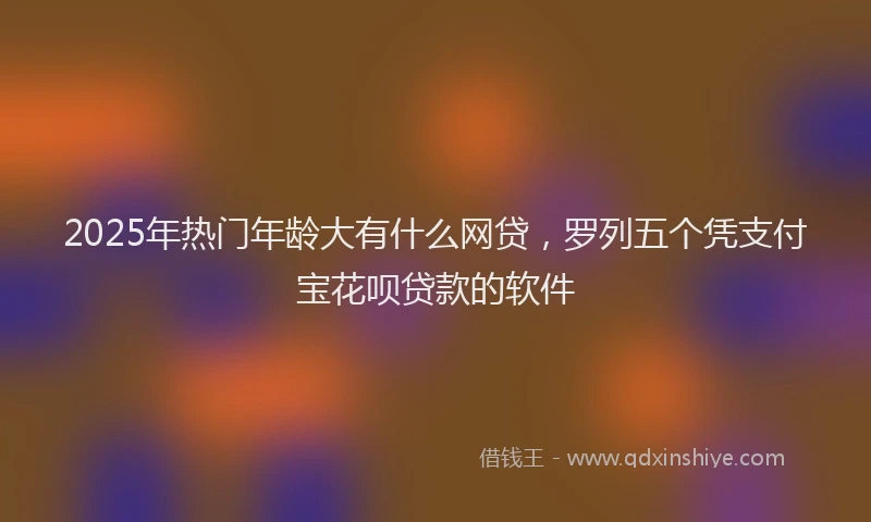 2025年热门年龄大有什么网贷，罗列五个凭支付宝花呗贷款的软件