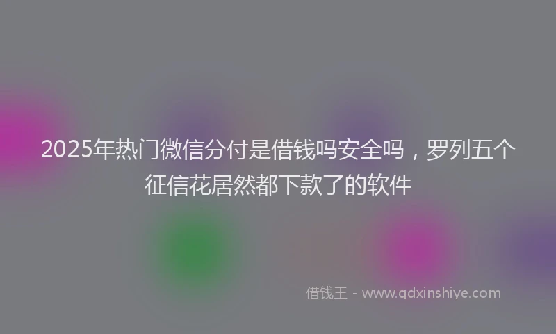 2025年热门微信分付是借钱吗安全吗，罗列五个征信花居然都下款了的软件