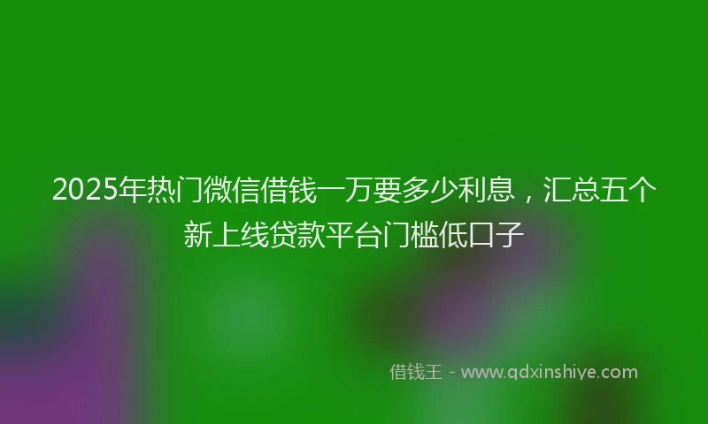 2025年热门微信借钱一万要多少利息，汇总五个新上线贷款平台门槛低口子