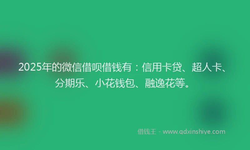 2025年的微信借呗借钱有：信用卡贷、超人卡、分期乐、小花钱包、融逸花等。