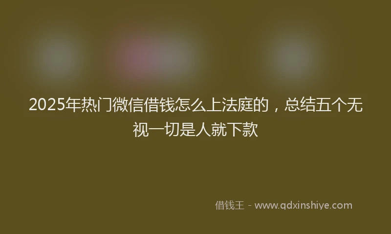 2025年热门微信借钱怎么上法庭的，总结五个无视一切是人就下款