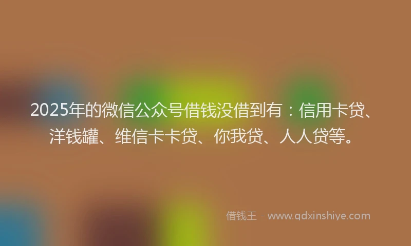 2025年的微信公众号借钱没借到有：信用卡贷、洋钱罐、维信卡卡贷、你我贷、人人贷等。