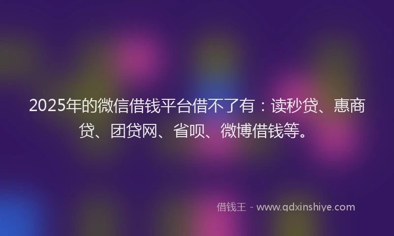 2025年的微信借钱平台借不了有：读秒贷、惠商贷、团贷网、省呗、微博借钱等。