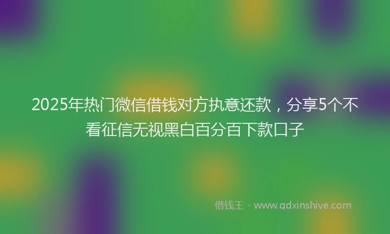 2025年热门微信借钱对方执意还款，分享5个不看征信无视黑白百分百下款口子