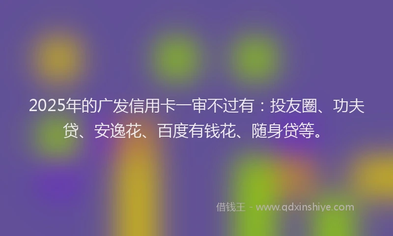 2025年的广发信用卡一审不过有：投友圈、功夫贷、安逸花、百度有钱花、随身贷等。