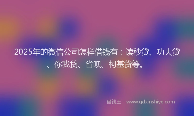 2025年的微信公司怎样借钱有：读秒贷、功夫贷、你我贷、省呗、柯基贷等。