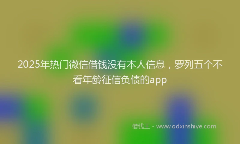 2025年热门微信借钱没有本人信息，罗列五个不看年龄征信负债的app