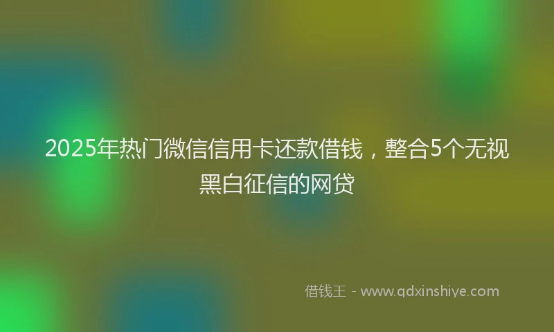 2025年热门微信信用卡还款借钱，整合5个无视黑白征信的网贷