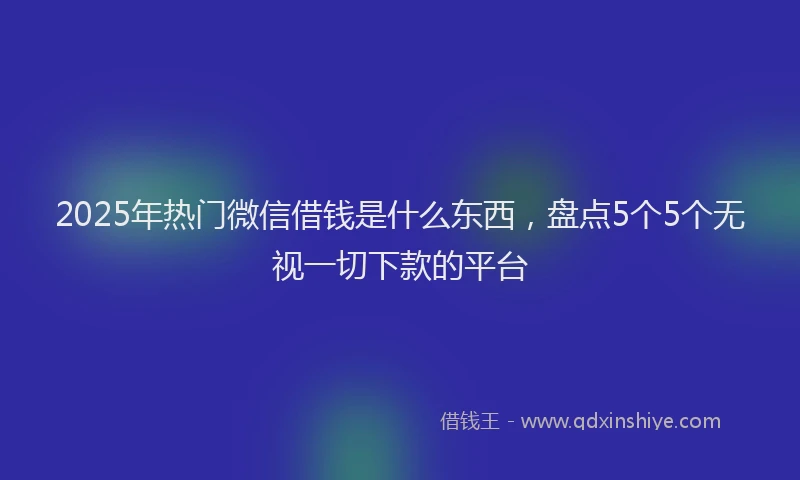 2025年热门微信借钱是什么东西，盘点5个5个无视一切下款的平台