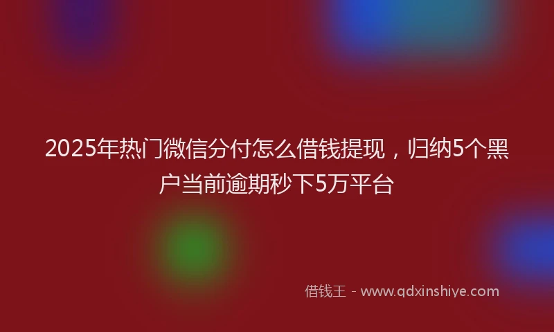 2025年热门微信分付怎么借钱提现，归纳5个黑户当前逾期秒下5万平台