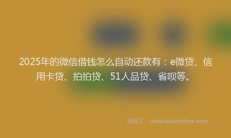 2025年的微信借钱怎么自动还款有：e微贷、信用卡贷、拍拍贷、51人品贷、省呗等。