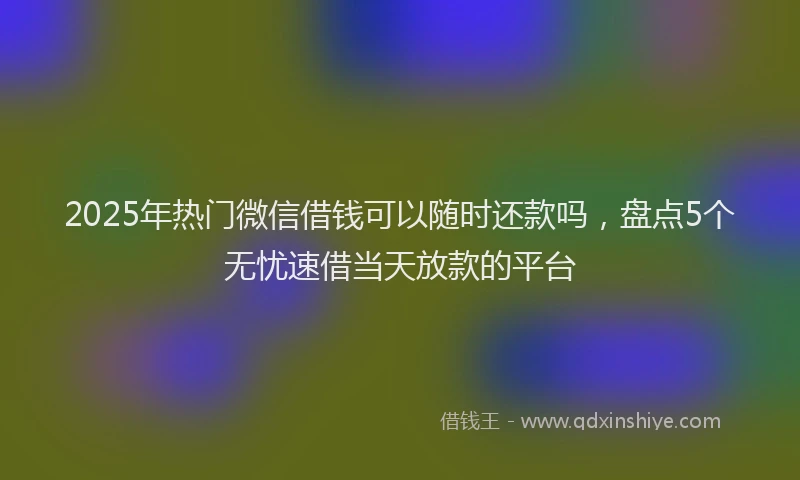 2025年热门微信借钱可以随时还款吗，盘点5个无忧速借当天放款的平台