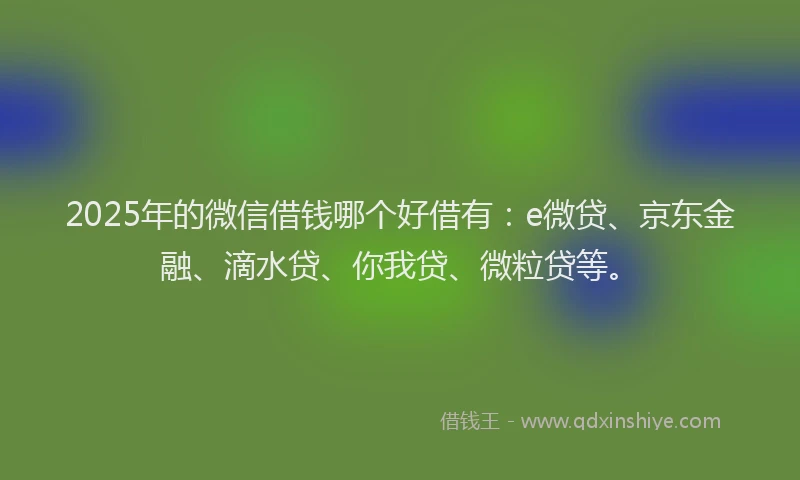 2025年的微信借钱哪个好借有：e微贷、京东金融、滴水贷、你我贷、微粒贷等。
