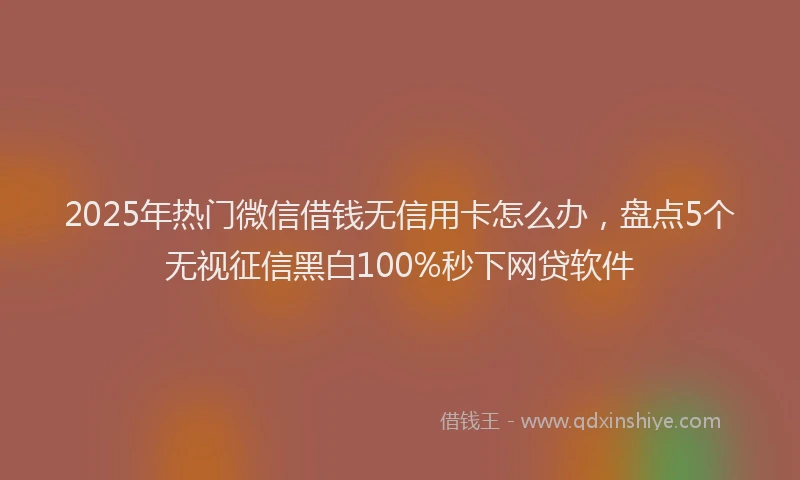 2025年热门微信借钱无信用卡怎么办，盘点5个无视征信黑白100%秒下网贷软件