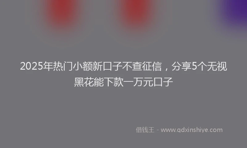 2025年热门小额新口子不查征信，分享5个无视黑花能下款一万元口子