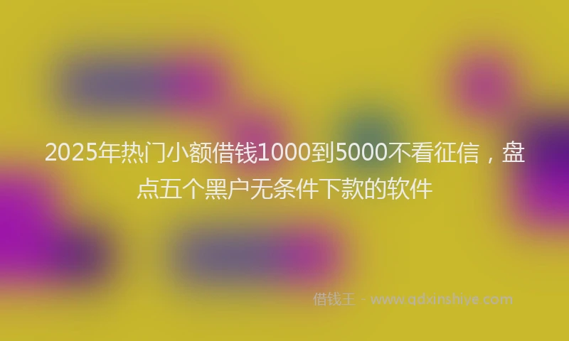 2025年热门小额借钱1000到5000不看征信，盘点五个黑户无条件下款的软件