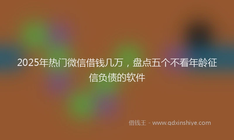 2025年热门微信借钱几万，盘点五个不看年龄征信负债的软件