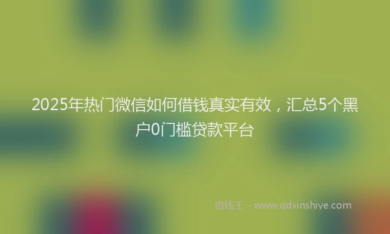 2025年热门微信如何借钱真实有效，汇总5个黑户0门槛贷款平台