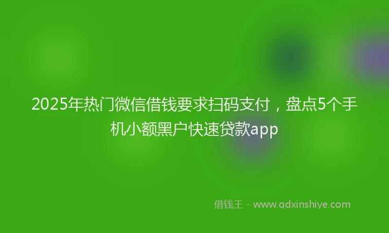 2025年热门微信借钱要求扫码支付，盘点5个手机小额黑户快速贷款app