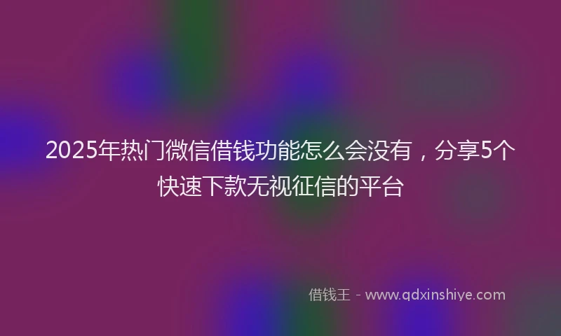 2025年热门微信借钱功能怎么会没有，分享5个快速下款无视征信的平台