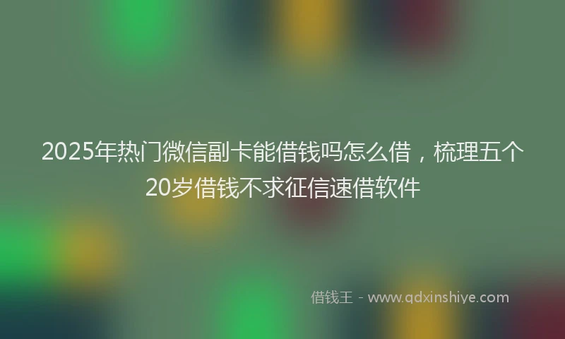 2025年热门微信副卡能借钱吗怎么借，梳理五个20岁借钱不求征信速借软件
